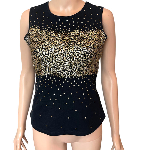 INC International Concepts Sleeveless Blouse sequins Women Sz S Gently used - Picture 1 of 8